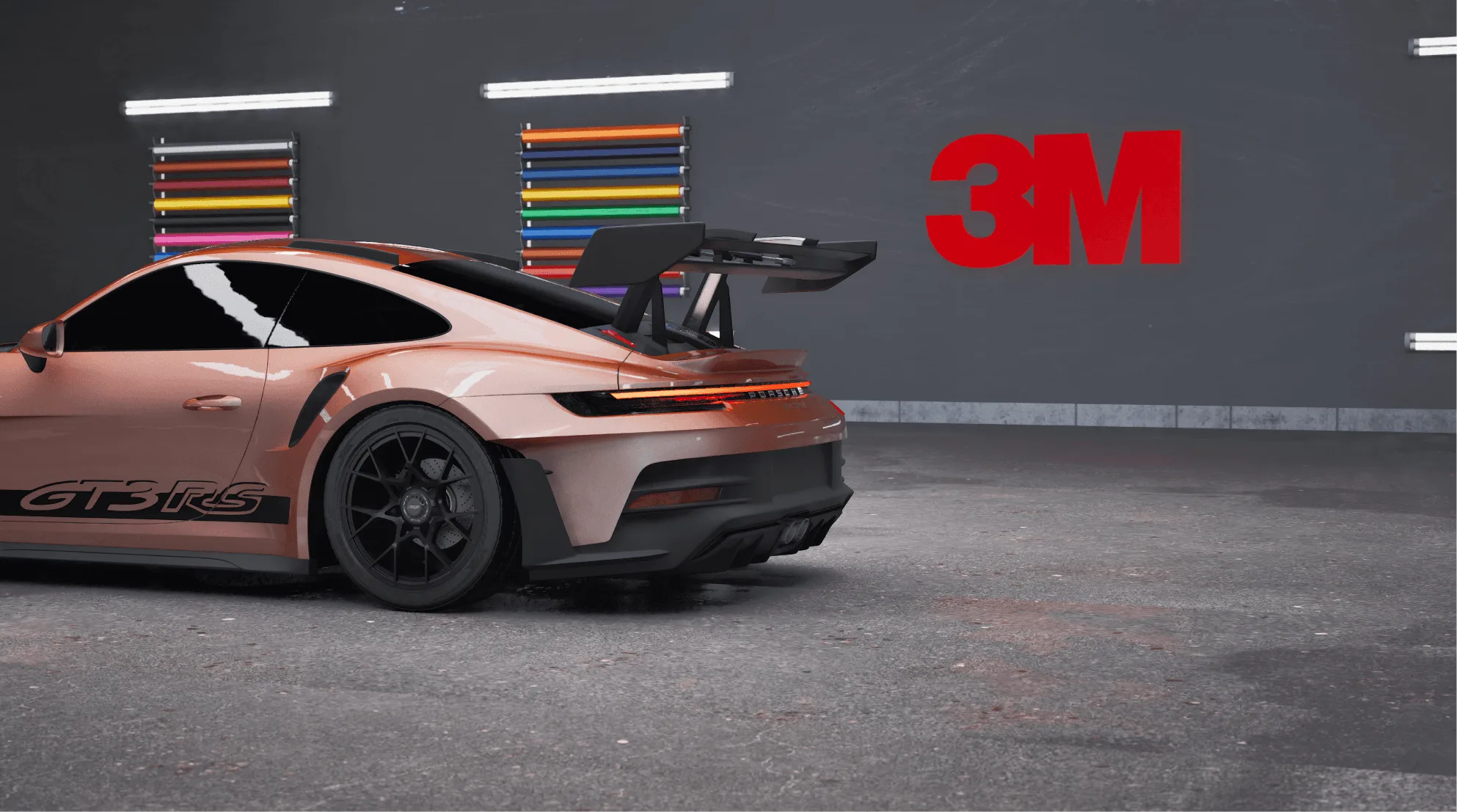 3M automotive film visualization on a Porsche GT3 RS