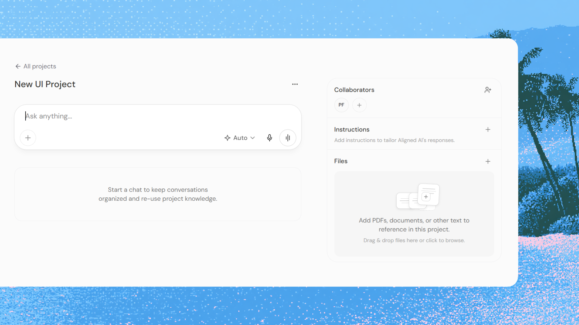 Aligned AI settings and information-dense workspace panel