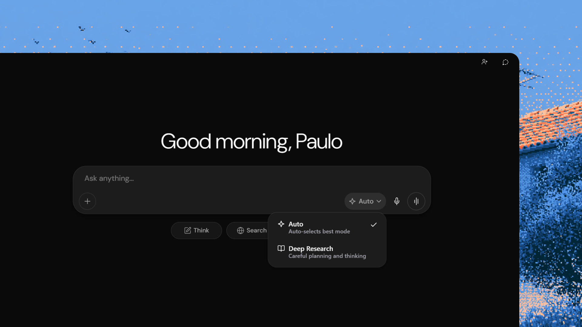 Aligned AI dark mode search and interaction states
