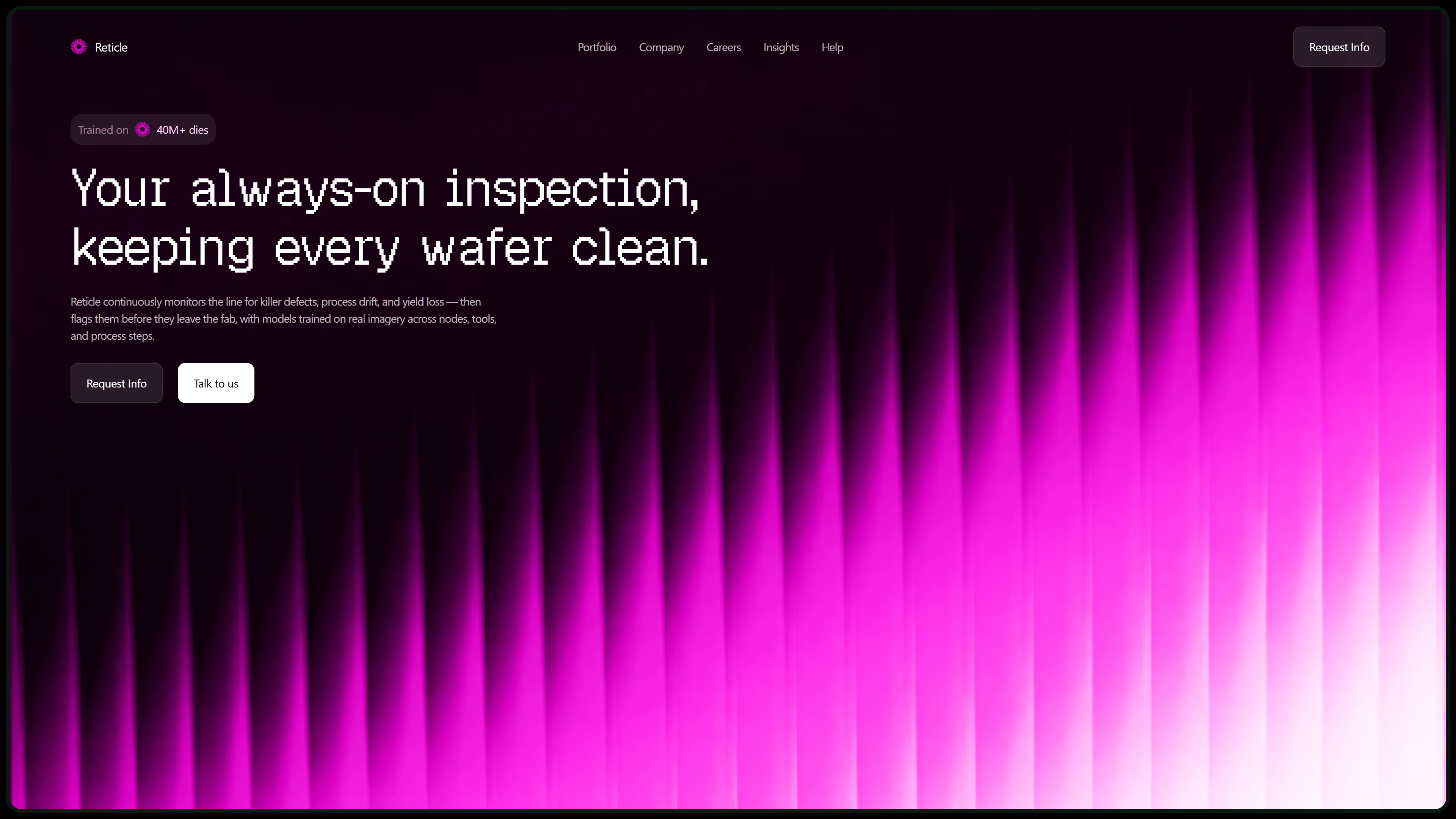 Reticle always-on wafer inspection landing page