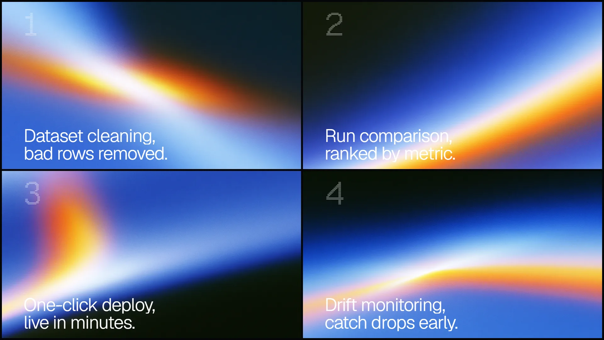 Softwave feature cards — ML workflow surfaces