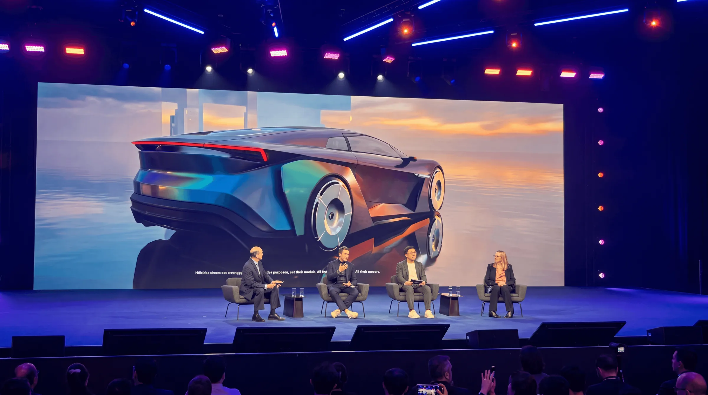 IAA summit keynote stage with CGI vehicle backdrop