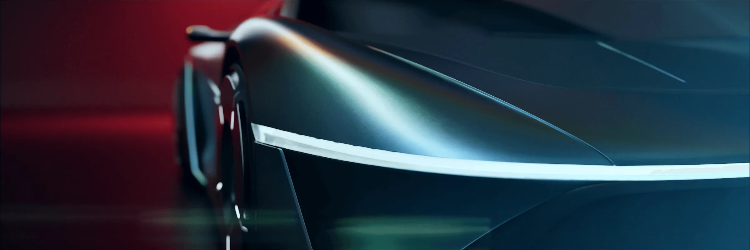 CGI close-up of vehicle front lighting