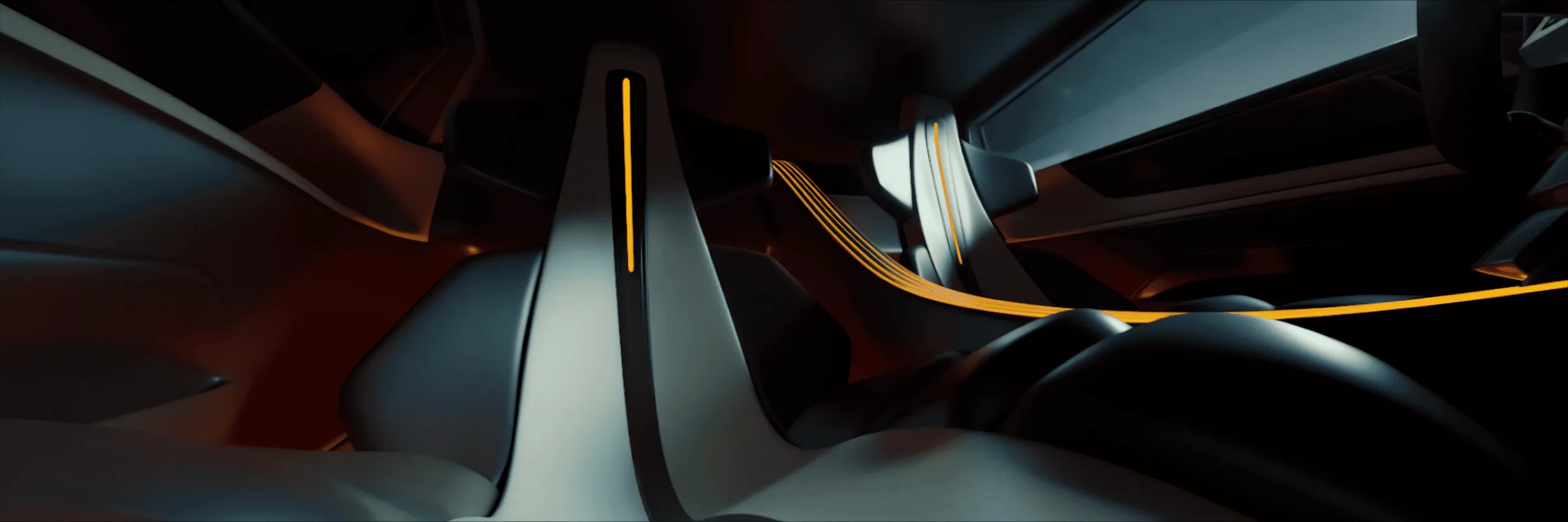 CGI vehicle interior with ambient lighting